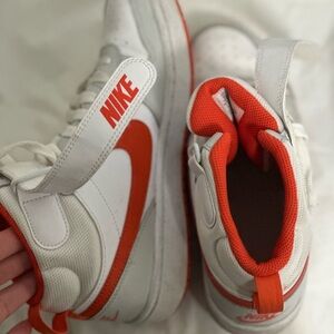 Nike Kids White and Orange High-Top Sneakers